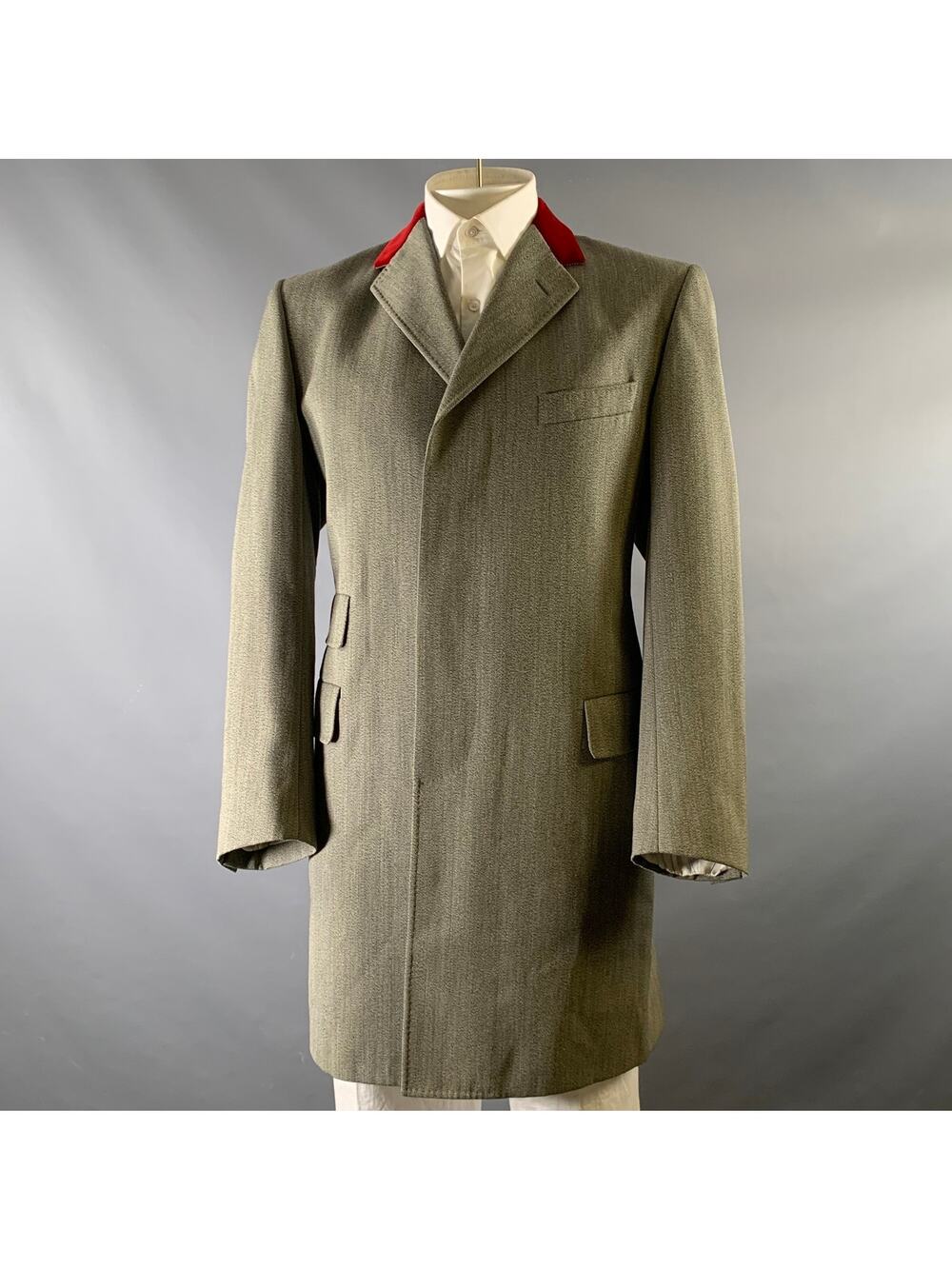 PAUL SMITH Size 44 Green Burgundy Heather Wool Notch Lapel Coat
